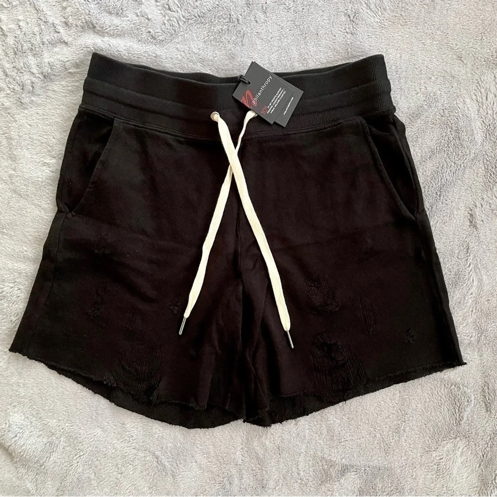 N:philanthropy Black Coco Tie Waist Shorts Distressed Small